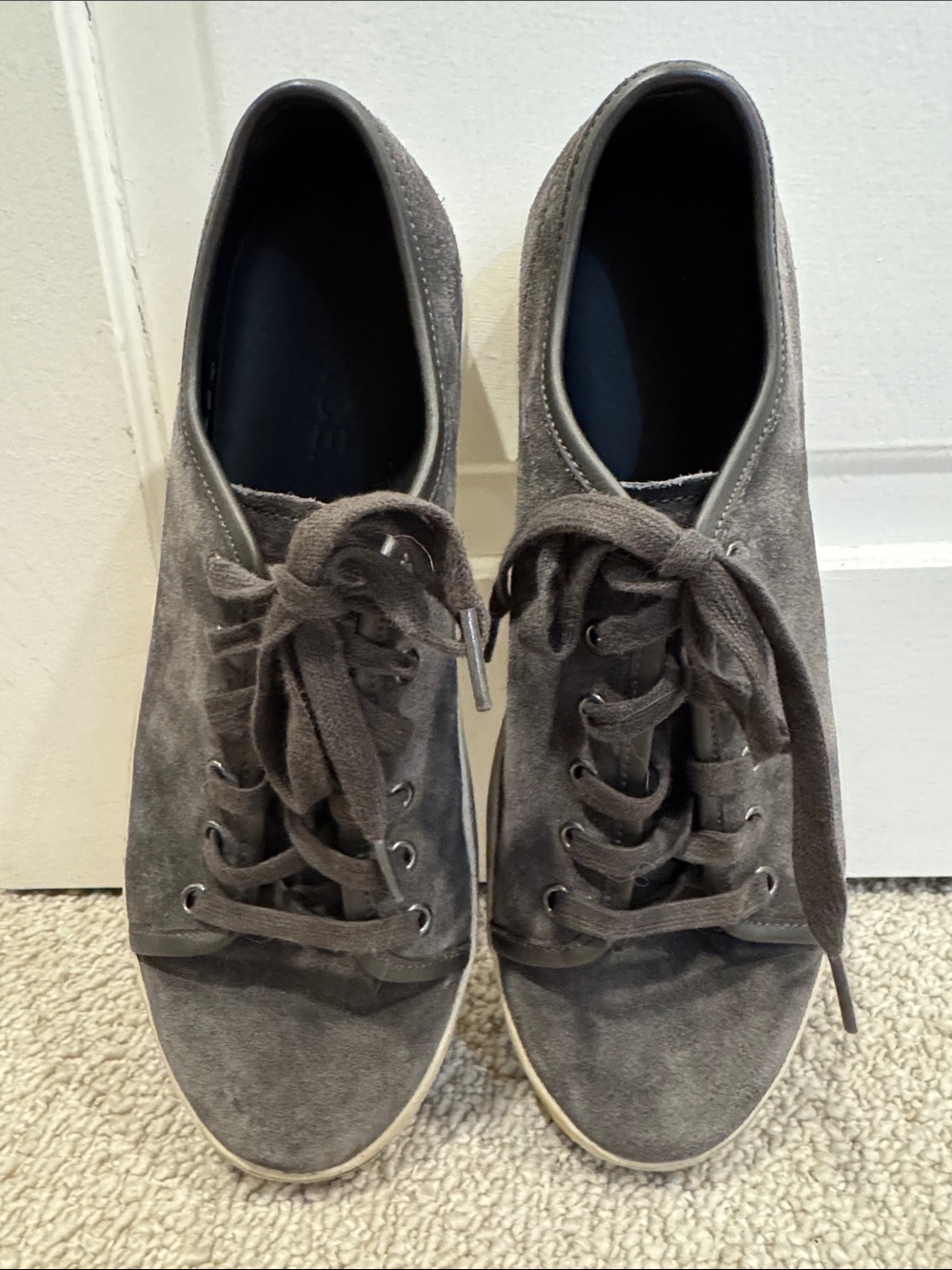 Vince Men's Dark Gray Suede Low-Top Sneakers